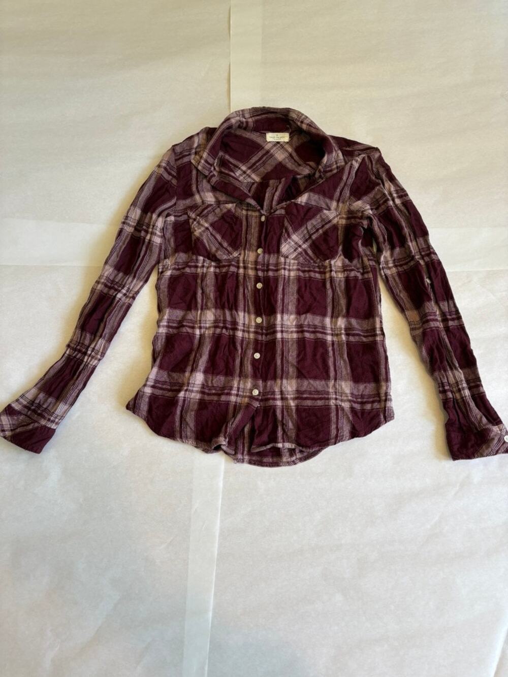 Thread & Supply Red Plaid Flannel Shirt Size S Tencel